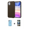MARSİLYAN™- iPhone 11 Kılıf Kozmos Yansıma Özel Seri - Siyah 34D Hayalet Izgaralı Cam + Neon Fosforlu Kamera Lens - TU