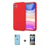 MARSİLYAN™- iPhone 11 Kılıf Kozmos Yansıma Özel Seri - Siyah 34D Hayalet Izgaralı Cam + Neon Fosforlu Kamera Lens - TU