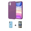 MARSİLYAN™- iPhone 11 Kılıf Kozmos Yansıma Özel Seri - Siyah 34D Hayalet Izgaralı Cam + Neon Fosforlu Kamera Lens - TU