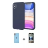 MARSİLYAN™- iPhone 11 Kılıf Kozmos Yansıma Özel Seri - Siyah 34D Hayalet Izgaralı Cam + Neon Fosforlu Kamera Lens - TU