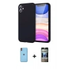 MARSİLYAN™- iPhone 11 Kılıf Kozmos Yansıma Özel Seri - Siyah 34D Hayalet Izgaralı Cam + Neon Fosforlu Kamera Lens - TU