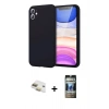 MARSİLYAN™- iPhone 11 Kılıf Kozmos Yansıma Özel Seri - Siyah 34D Hayalet Izgaralı Cam + Pers Alüminyum Kamera Lens - GD
