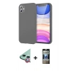MARSİLYAN™- iPhone 11 Kılıf Kozmos Yansıma Özel Seri - Siyah 34D Hayalet Izgaralı Cam + Raze Metal Kamera Lens - KI