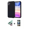 MARSİLYAN™- iPhone 11 Kılıf Kozmos Yansıma Özel Seri - Siyah 34D Hayalet Izgaralı Cam + Raze Metal Kamera Lens - KI