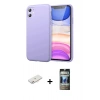 MARSİLYAN™- iPhone 11 Kılıf Kozmos Yansıma Özel Seri - Siyah 34D Hayalet Izgaralı Cam + Renkli Kamera Lens Koruma Cam - PE