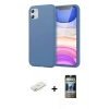 MARSİLYAN™- iPhone 11 Kılıf Kozmos Yansıma Özel Seri - Siyah 34D Hayalet Izgaralı Cam + Renkli Kamera Lens Koruma Cam - SI