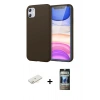 MARSİLYAN™- iPhone 11 Kılıf Kozmos Yansıma Özel Seri - Siyah 34D Hayalet Izgaralı Cam + Renkli Kamera Lens Koruma Cam - SI