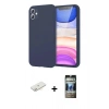 MARSİLYAN™- iPhone 11 Kılıf Kozmos Yansıma Özel Seri - Siyah 34D Hayalet Izgaralı Cam + Renkli Kamera Lens Koruma Cam - SI