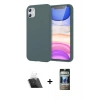 MARSİLYAN™- iPhone 11 Kılıf Kozmos Yansıma Özel Seri - Siyah 34D Hayalet Izgaralı Cam + Şeffaf Kamera Lens Koruma Cam