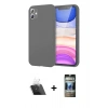 MARSİLYAN™- iPhone 11 Kılıf Kozmos Yansıma Özel Seri - Siyah 34D Hayalet Izgaralı Cam + Şeffaf Kamera Lens Koruma Cam
