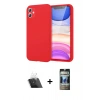 MARSİLYAN™- iPhone 11 Kılıf Kozmos Yansıma Özel Seri - Siyah 34D Hayalet Izgaralı Cam + Şeffaf Kamera Lens Koruma Cam
