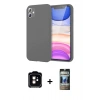 MARSİLYAN™- iPhone 11 Kılıf Kozmos Yansıma Özel Seri - Siyah 34D Hayalet Izgaralı Cam + PVD Metal Kamera Lens - TU