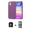 MARSİLYAN™- iPhone 11 Kılıf Kozmos Yansıma Özel Seri - Siyah 34D Hayalet Izgaralı Cam + PVD Metal Kamera Lens - TU