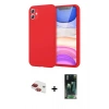 MARSİLYAN™- iPhone 11 Kılıf Kozmos Yansıma Özel Seri - Siyah 360 Mat Full Body Arka Koruyucu + Kırmızı Pers Alüminyum Kamera Lens