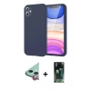 MARSİLYAN™- iPhone 11 Kılıf Kozmos Yansıma Özel Seri - Siyah 360 Mat Full Body Arka Koruyucu + Raze Metal Kamera Lens - KI