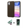 MARSİLYAN™- iPhone 11 Kılıf Kozmos Yansıma Özel Seri - Siyah 360 Mat Full Body Arka Koruyucu + Raze Metal Kamera Lens - KI