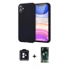 MARSİLYAN™- iPhone 11 Kılıf Kozmos Yansıma Özel Seri - Siyah 360 Mat Full Body Arka Koruyucu + PVD Metal Kamera Lens - MI