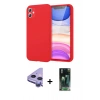 MARSİLYAN™- iPhone 11 Kılıf Kozmos Yansıma Özel Seri - Siyah 360 Mat Full Body Arka Koruyucu + Mor Raze Metal Kamera Lens