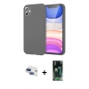 MARSİLYAN™- iPhone 11 Kılıf Kozmos Yansıma Özel Seri - Siyah 360 Mat Full Body Arka Koruyucu + Pers Alüminyum Kamera Lens - LT