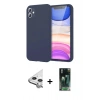 MARSİLYAN™- iPhone 11 Kılıf Kozmos Yansıma Özel Seri - Siyah 360 Mat Full Body Arka Koruyucu + Raze Metal Kamera Lens - GS