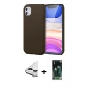 MARSİLYAN™- iPhone 11 Kılıf Kozmos Yansıma Özel Seri - Siyah 360 Mat Full Body Arka Koruyucu + Raze Metal Kamera Lens - GS