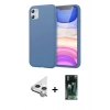 MARSİLYAN™- iPhone 11 Kılıf Kozmos Yansıma Özel Seri - Siyah 360 Mat Full Body Arka Koruyucu + Raze Metal Kamera Lens - GS