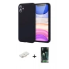 MARSİLYAN™- iPhone 11 Kılıf Kozmos Yansıma Özel Seri - Siyah 360 Mat Full Body Arka Koruyucu + Renkli Kamera Lens Koruma Cam - YL