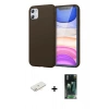 MARSİLYAN™- iPhone 11 Kılıf Kozmos Yansıma Özel Seri - Siyah 360 Mat Full Body Arka Koruyucu + Renkli Kamera Lens Koruma Cam - SI