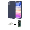MARSİLYAN™- iPhone 11 Kılıf Kozmos Yansıma Özel Seri - Siyah 360 Mat Full Body Arka Koruyucu + Renkli Kamera Lens Koruma Cam - SI