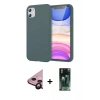 MARSİLYAN™- iPhone 11 Kılıf Kozmos Yansıma Özel Seri - Siyah 360 Mat Full Body Arka Koruyucu + Raze Metal Kamera Lens - SH