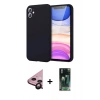 MARSİLYAN™- iPhone 11 Kılıf Kozmos Yansıma Özel Seri - Siyah 360 Mat Full Body Arka Koruyucu + Raze Metal Kamera Lens - SH