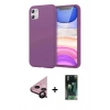 MARSİLYAN™- iPhone 11 Kılıf Kozmos Yansıma Özel Seri - Siyah 360 Mat Full Body Arka Koruyucu + Raze Metal Kamera Lens - SH