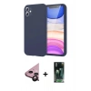 MARSİLYAN™- iPhone 11 Kılıf Kozmos Yansıma Özel Seri - Siyah 360 Mat Full Body Arka Koruyucu + Raze Metal Kamera Lens - SH