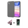 MARSİLYAN™- iPhone 11 Kılıf Kozmos Yansıma Özel Seri - Siyah 360 Mat Full Body Arka Koruyucu + Raze Metal Kamera Lens - SH