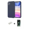 MARSİLYAN™- iPhone 11 Kılıf Kozmos Yansıma Özel Seri - Siyah 360 Mat Full Body Arka Koruyucu + Renkli Kamera Lens Koruma Cam - TU