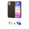 MARSİLYAN™- iPhone 11 Kılıf Kozmos Yansıma Özel Seri - Siyah 3D Antistatik Cam Ekran Koruyucu + Pers Alüminyum Kamera Lens - GD