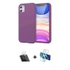MARSİLYAN™- iPhone 11 Kılıf Kozmos Yansıma Özel Seri - Siyah 3D Antistatik Cam Ekran Koruyucu + Kamera Lens Koruma Cam - SF