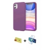 MARSİLYAN™- iPhone 11 Kılıf Kozmos Yansıma Özel Seri - Siyah 3D Antistatik Cam Ekran Koruyucu + Rainbow Kamera Lens Koruma Cam - KI