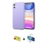MARSİLYAN™- iPhone 11 Kılıf Kozmos Yansıma Özel Seri - Siyah 3D Antistatik Cam Ekran Koruyucu + Rainbow Kamera Lens Koruma Cam - KI