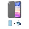 MARSİLYAN™- iPhone 11 Kılıf Kozmos Yansıma Özel Seri - Siyah 3D Antistatik Cam Ekran Koruyucu + Turuncu Neon Fosforlu Kamera Lens