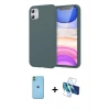 MARSİLYAN™- iPhone 11 Kılıf Kozmos Yansıma Özel Seri - Siyah 3D Antistatik Cam Ekran Koruyucu + Neon Fosforlu Kamera Lens - YL