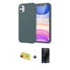 MARSİLYAN™- iPhone 11 Kılıf Kozmos Yansıma Özel Seri - Siyah 3D Antistatik Hayalet Cam Ekran Koruyucu + Rainbow Kamera Lens Koruma Cam - KI
