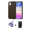 MARSİLYAN™- iPhone 11 Kılıf Kozmos Yansıma Özel Seri - Siyah 3D Antistatik Hayalet Cam Ekran Koruyucu + Raze Metal Kamera Lens - MR