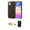 MARSİLYAN™- iPhone 11 Kılıf Kozmos Yansıma Özel Seri - Siyah 3D Antistatik Hayalet Cam Ekran Koruyucu + Rainbow Kamera Lens Koruma Cam - KI