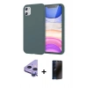MARSİLYAN™- iPhone 11 Kılıf Kozmos Yansıma Özel Seri - Siyah 3D Antistatik Hayalet Cam Ekran Koruyucu + Raze Metal Kamera Lens - MR