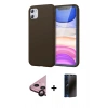 MARSİLYAN™- iPhone 11 Kılıf Kozmos Yansıma Özel Seri - Siyah 3D Antistatik Hayalet Cam Ekran Koruyucu + Raze Metal Kamera Lens - SH