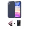 MARSİLYAN™- iPhone 11 Kılıf Kozmos Yansıma Özel Seri - Siyah 3D Antistatik Hayalet Cam Ekran Koruyucu + Raze Metal Kamera Lens - SH