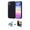 MARSİLYAN™- iPhone 11 Kılıf Kozmos Yansıma Özel Seri - Siyah 3D Antistatik Mat Seramik Nano Ekran Koruyucu + Raze Metal Kamera Lens - MI