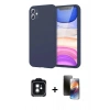 MARSİLYAN™- iPhone 11 Kılıf Kozmos Yansıma Özel Seri - Siyah 3D Antistatik Mat Seramik Nano Ekran Koruyucu + PVD Metal Kamera Lens - SH