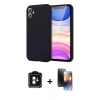 MARSİLYAN™- iPhone 11 Kılıf Kozmos Yansıma Özel Seri - Siyah 3D Antistatik Mat Seramik Nano Ekran Koruyucu + PVD Metal Kamera Lens - YL